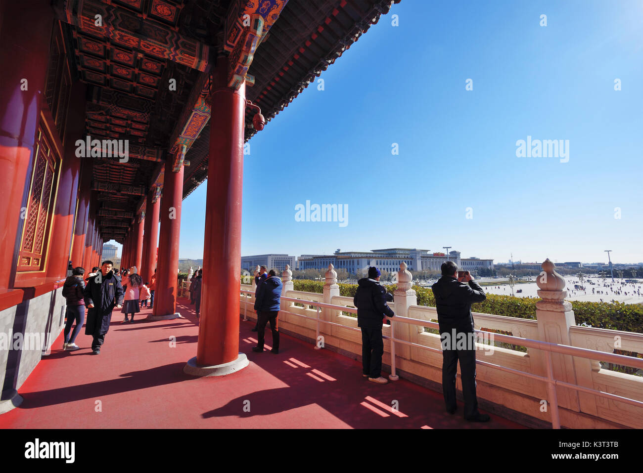 Beijing, Chine - Feb 1,2016:donnant sur la Place Tian'anmen à l'embarquement à Beijing, Chine. Banque D'Images