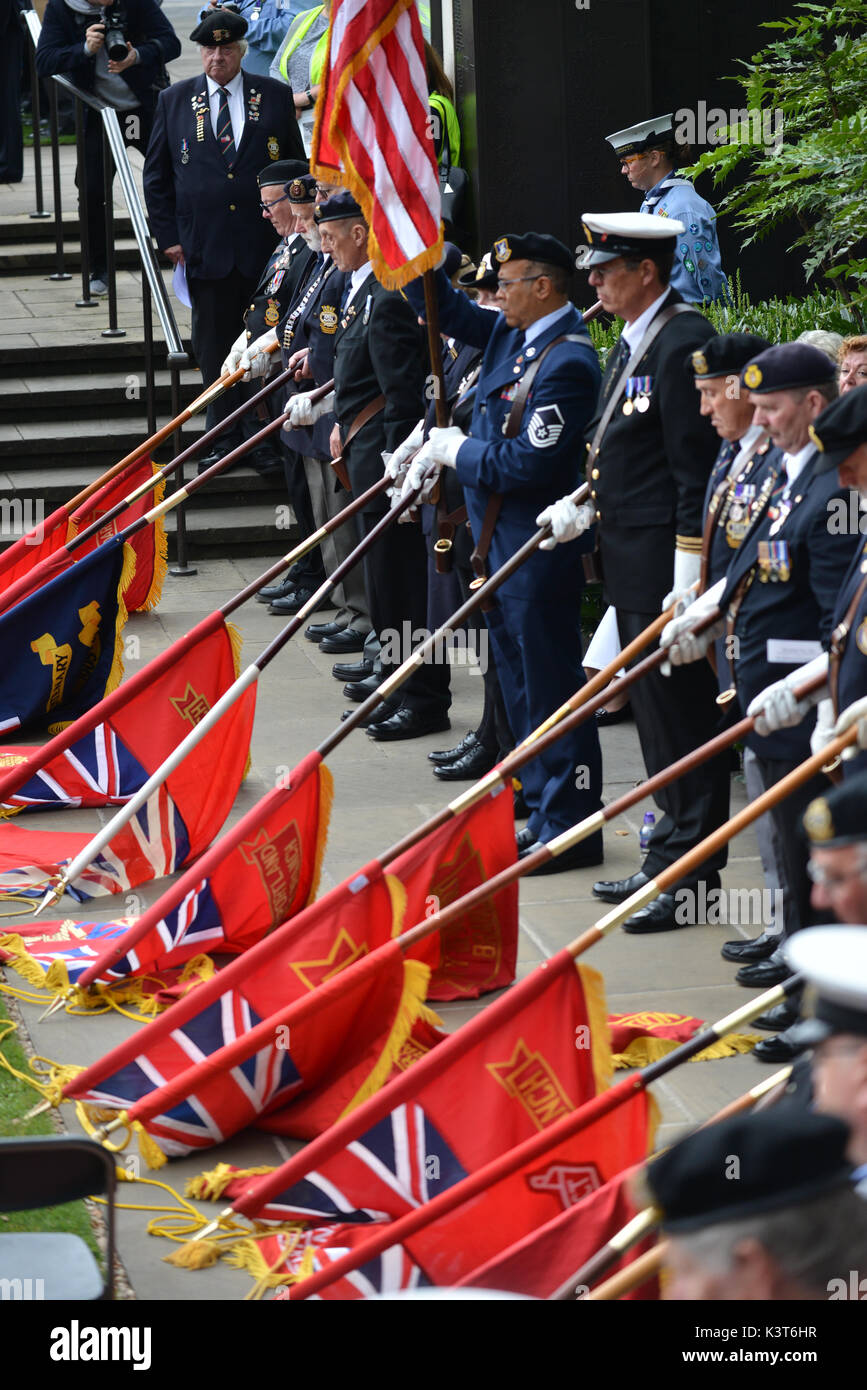 Trinity Square Gardens, London, UK. 3 septembre 2017. le jour de la marine marchande annuelle service commémoratif à Trinity Gardens a tenu à se souvenir de ceux qui sont perdus dans la marine marchande. crédit : Matthieu chattle/Alamy live news Banque D'Images