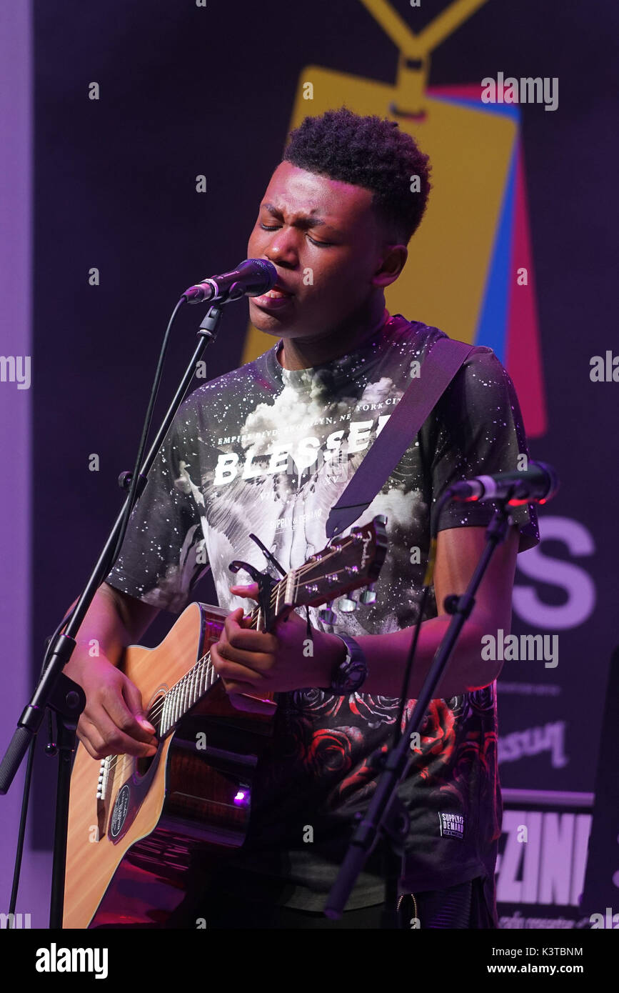 Londres, Royaume-Uni. Sep, 2017 3. Ky finalistes fonctionne à la musique le maire de Londres Concerts à Westfield London. Credit : Voir Li/Alamy Live News Banque D'Images