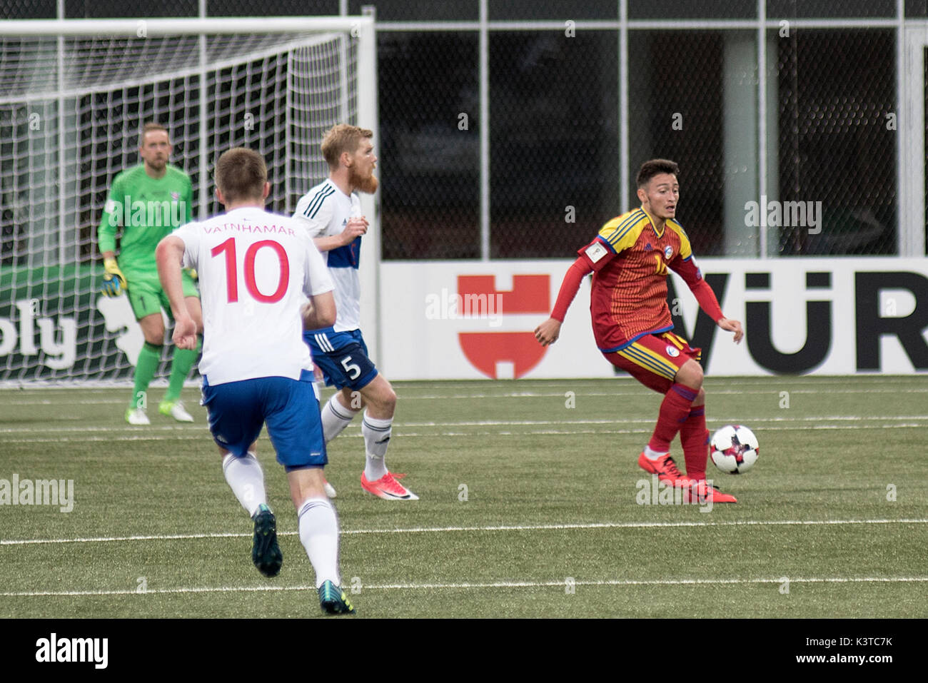 Mal Pais, Costa Rica. 06Th Sep 2017. Îles Féroé, Torshavn - septembre 3, 2017. Alex Martinez (16) d'Andorre vu au cours de la qualification de la Coupe du monde entre les îles Féroé et l'Andorre à Torsvoellur Stadion à Torshavn. Gonzales : Crédit Photo/Alamy Live News Banque D'Images
