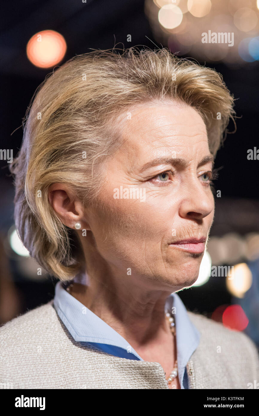 Berlin, Allemagne. 06Th Sep 2017. Ursula von der Leyen, après l'entrevue, TÉLÉVISION - élection - duel, Dr. Angela Merkel - CDU vs. Martin Schulz - SPD, GER, 03.09.2017, Foto : Uwe Koch/fotobasis.de crédit : Uwe Koch/Alamy Live News Banque D'Images