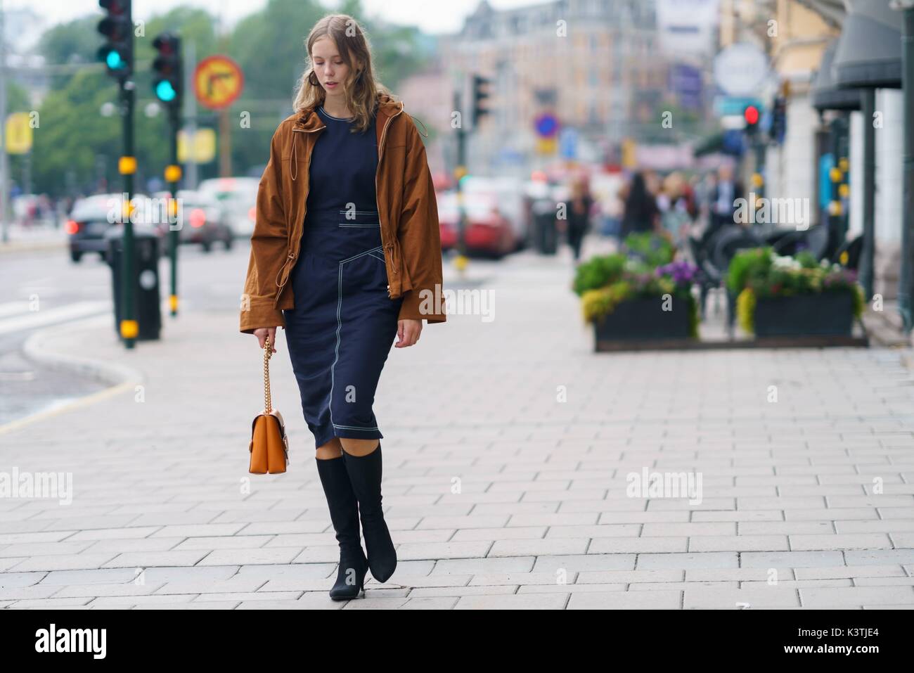 Stockholm, Suède. Août 31, 2017. Hilda Sandström arrivant à l'Ida Sjöstedt défilé lors de la Fashion Week de Stockholm - Aug 31, 2017 - Photo : Manhattan piste/Grace Lunn ***pour un usage éditorial uniquement*** | utilisée dans le monde entier/dpa/Alamy Live News Banque D'Images