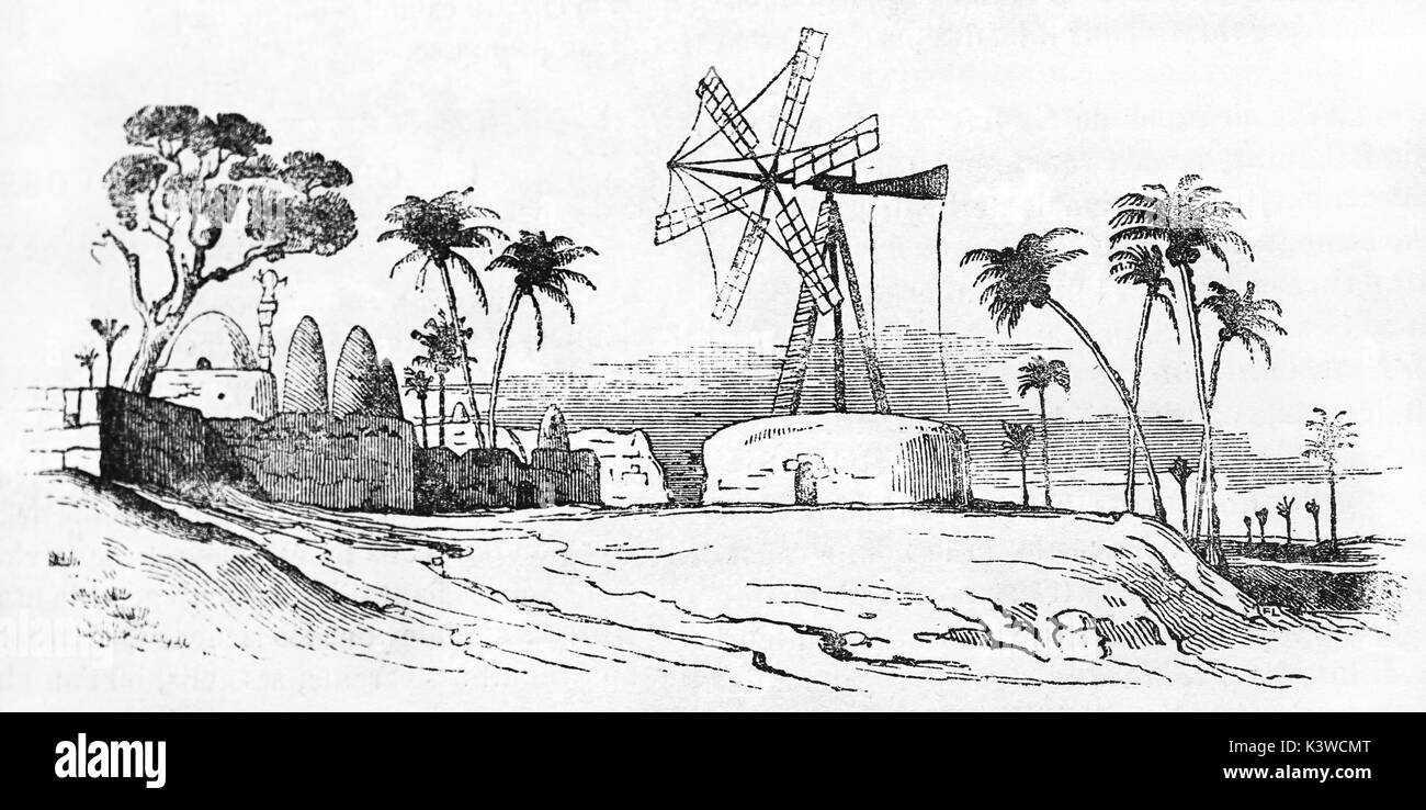 Vieille illustration d'une usine de égyptien non identifié par l'auteur, publié le Magasin Pittoresque, Paris, 1841 Banque D'Images