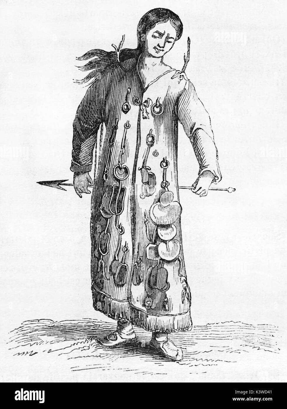 Vieille illustration d'un chaman. Par auteur non identifié, publié le Magasin Pittoresque, Paris, 1841 Banque D'Images