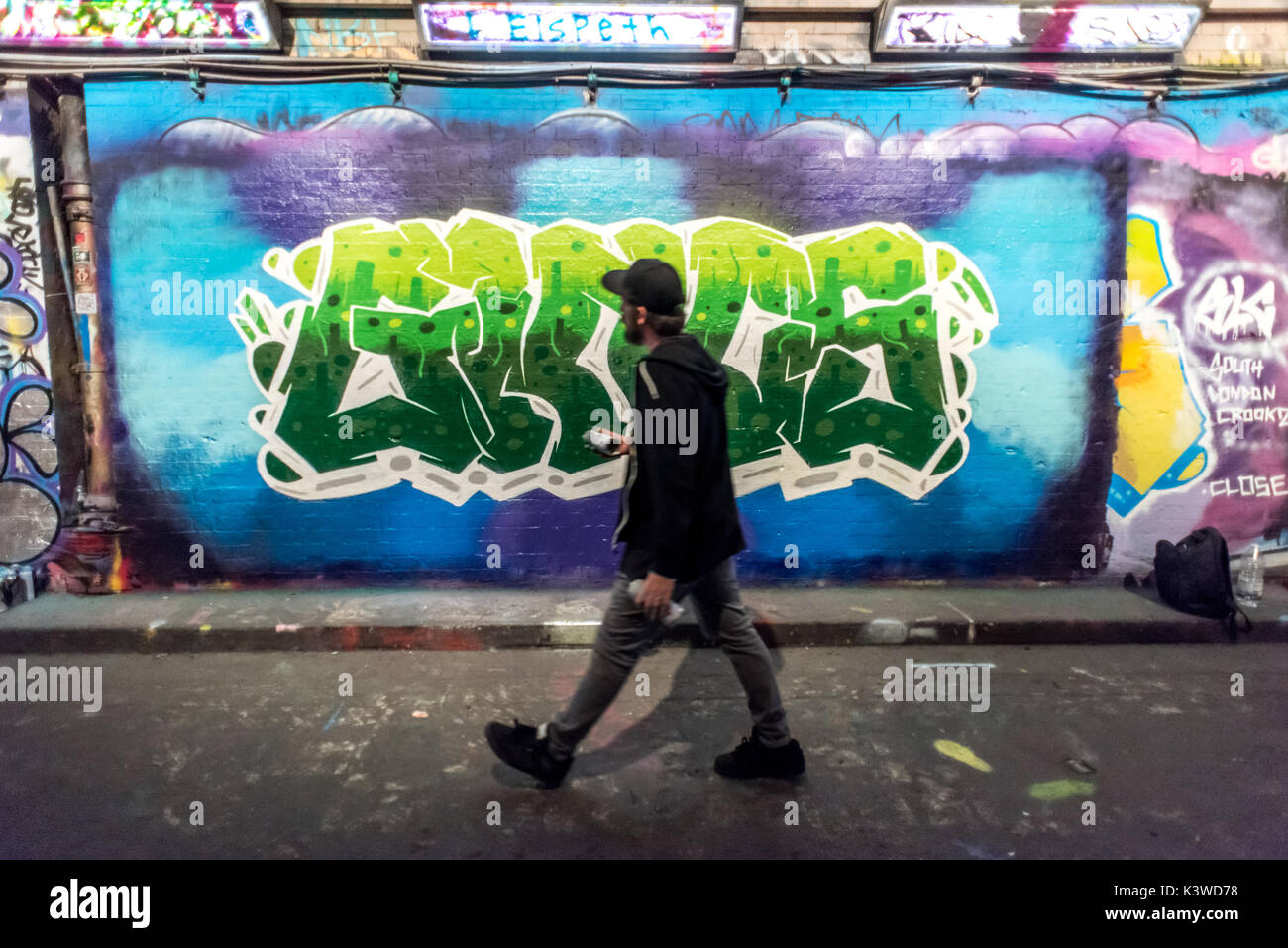 Les graffiti tunnel sous la gare de Waterloo à moindre Marsh dans le sud de Londres Banque D'Images