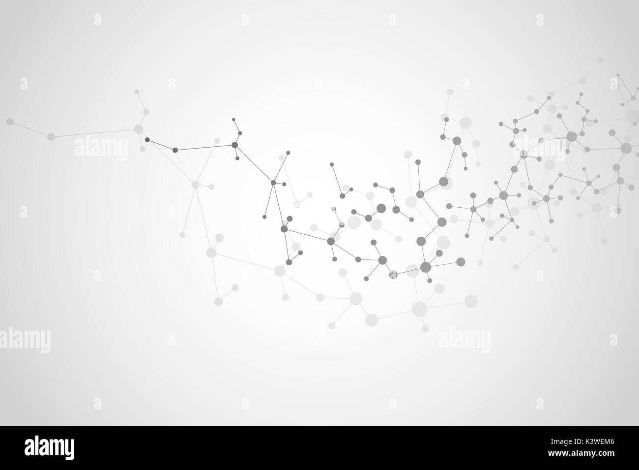 La structure de la molécule ADN et les neurones, lignes connectées avec des points, génétiques et des composés chimiques, illustration Banque D'Images