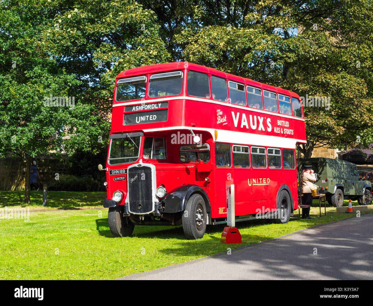 United bus construit par Bristol en 1942 et en 1954, muni de son corps actuel Lowbridge administré par l'Aycliffe et Bus District Preservation Society Banque D'Images