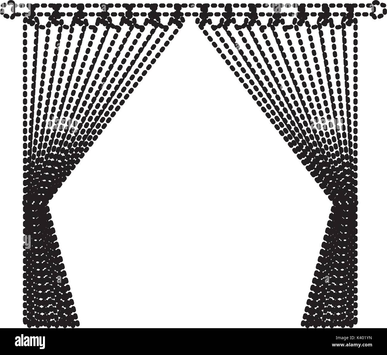 L'ouverture du rideau de décoration prix tenant dans un poteau d'ossature en pointillés sur fond blanc Illustration de Vecteur