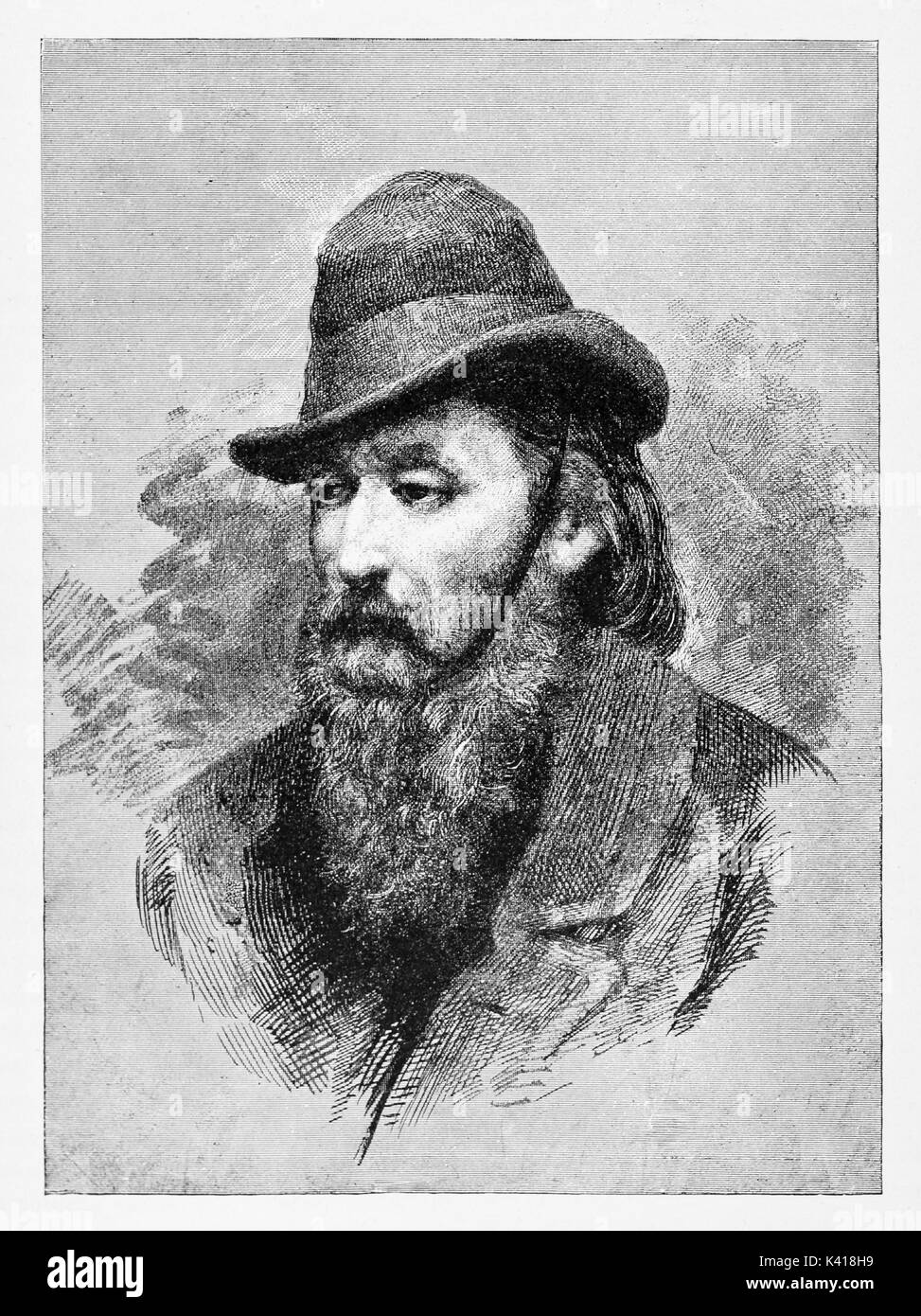 Ancienne buste portrait d'un vieil homme avec une longue barbe et un chapeau. Pietro Ripari (1802 - 1885), médecin et homme politique patriote italien. Par E. Matania sur Garibaldi e i suoi Tempi Milan Italie 1884 Banque D'Images