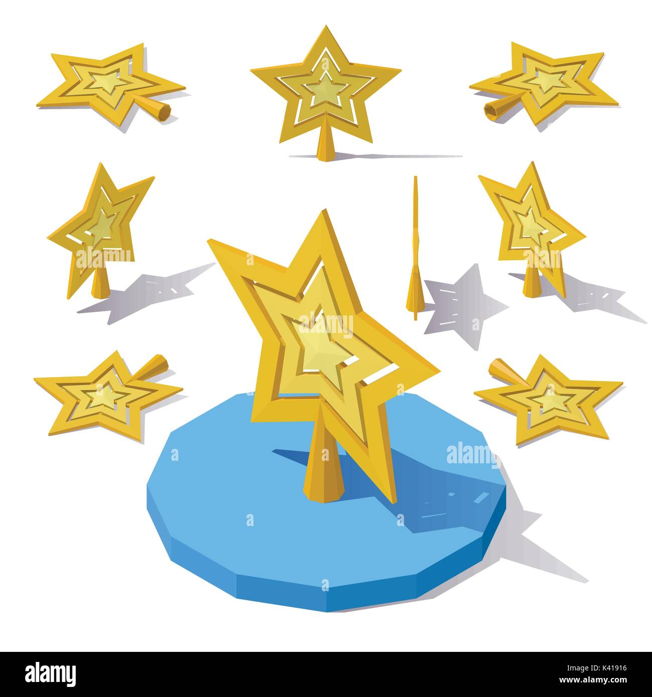 Vector poly faible isométrique de collecte de jouets - Étoile arbre topper. Illustration de Vecteur