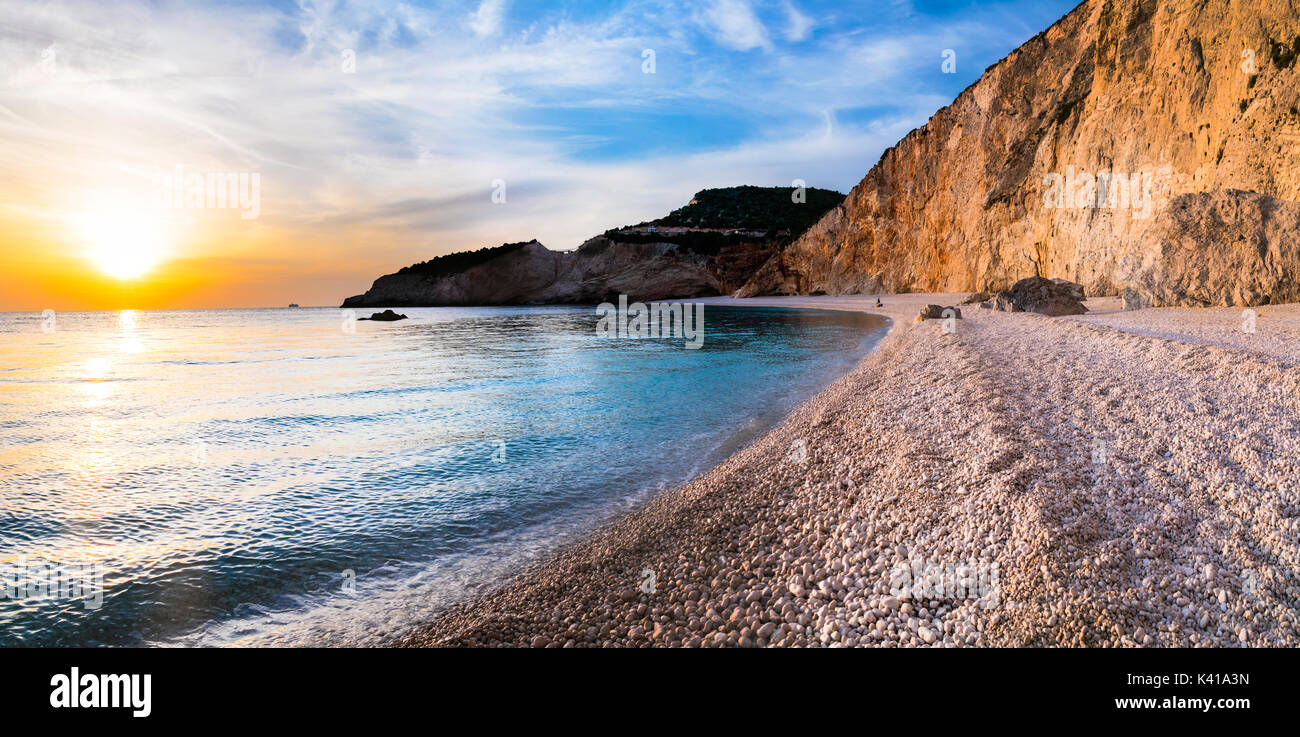 Belle plage de Porto Katsiki, lefkada island, Grèce. Banque D'Images