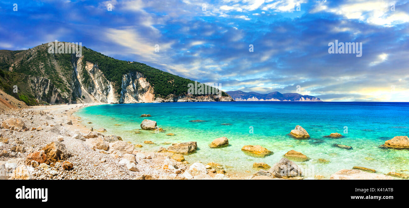 Vue panoramique de Myrtos bay,l'île de Céphalonie.la Grèce. Banque D'Images