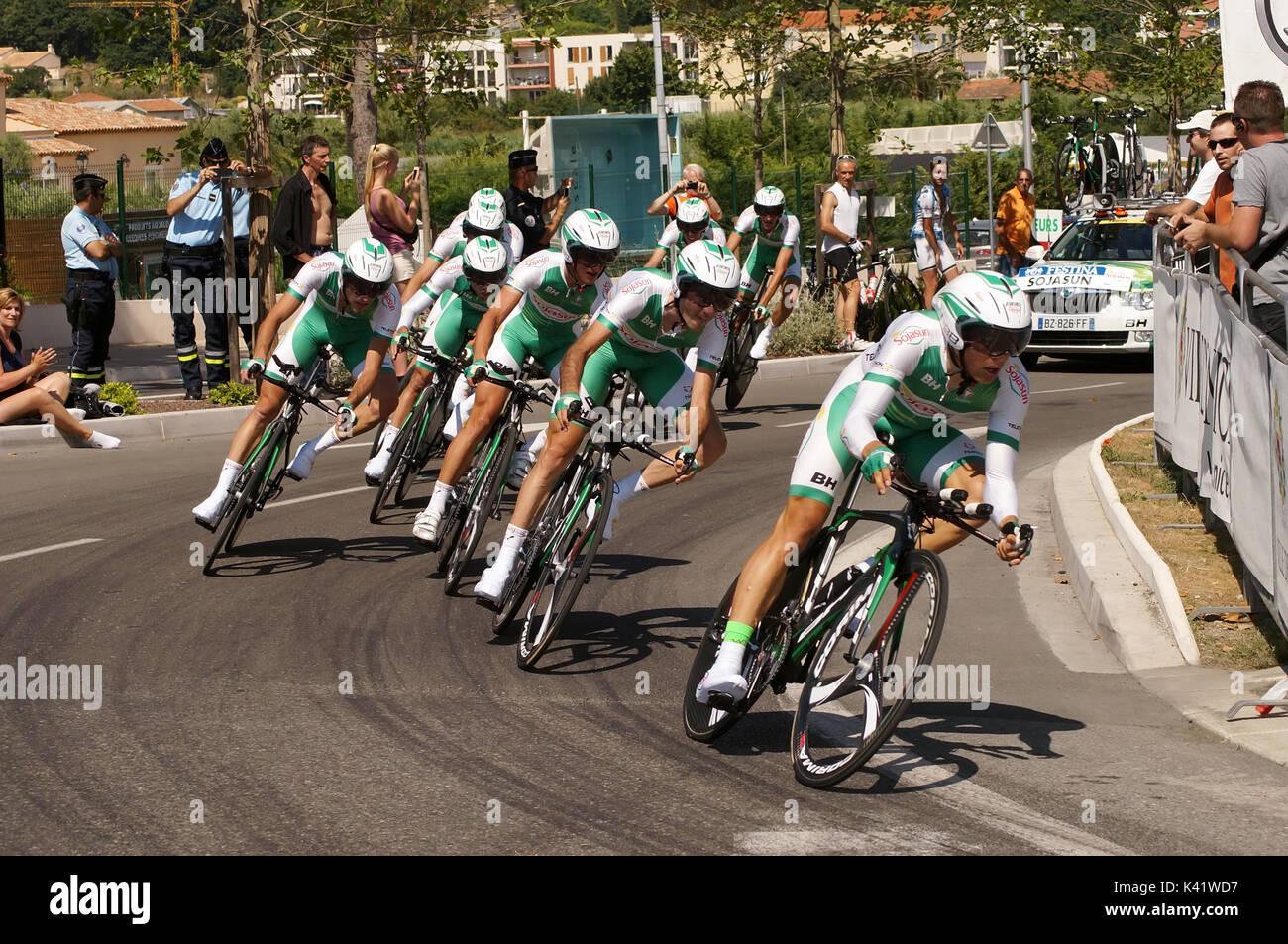 NICE - 2 juillet : LE TOUR 2013 (Tour de France) . Au cours de l'équipe SOJASUN Nice/Nice Etape 4 (25 km). Banque D'Images
