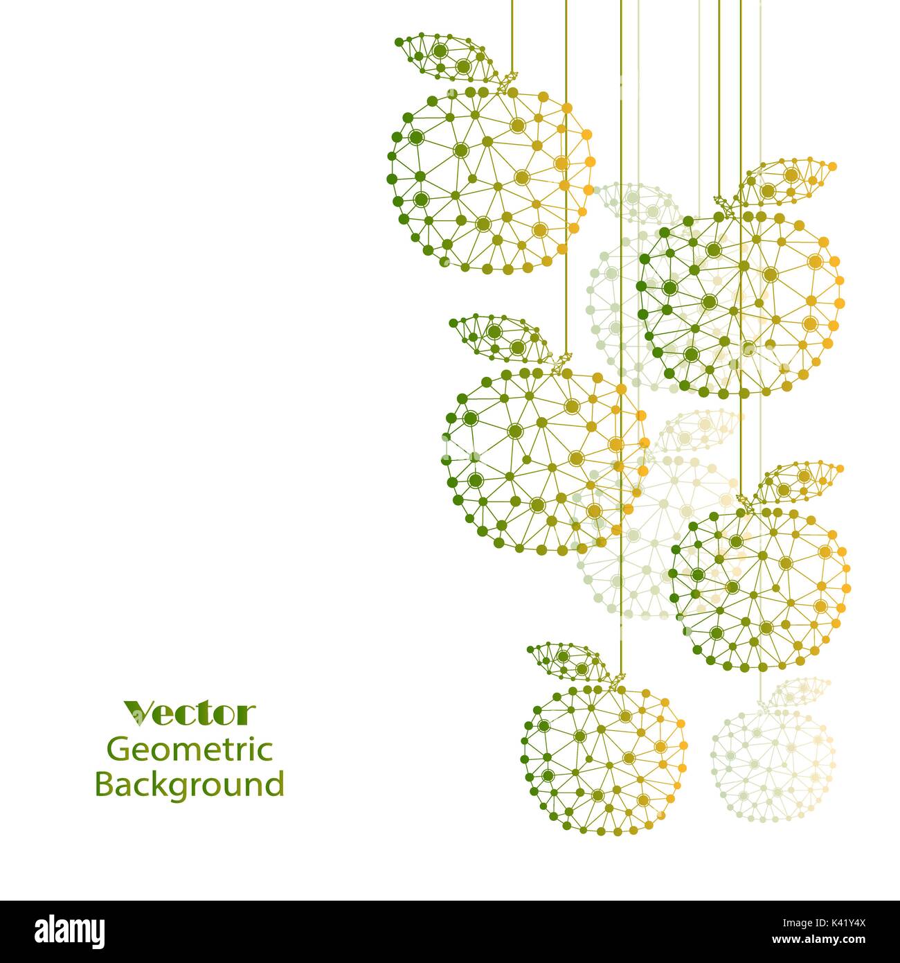 Pommes colorées faites de lignes connectées et points. Illustration de Vecteur