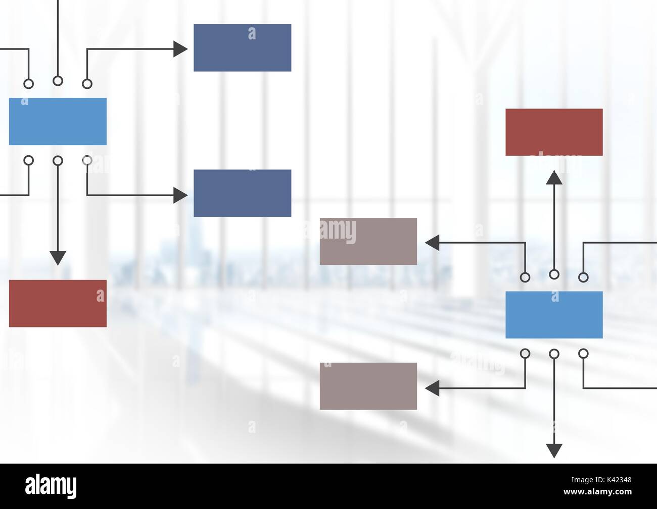 Digital composite de mind map colorés sur fond lumineux Banque D'Images