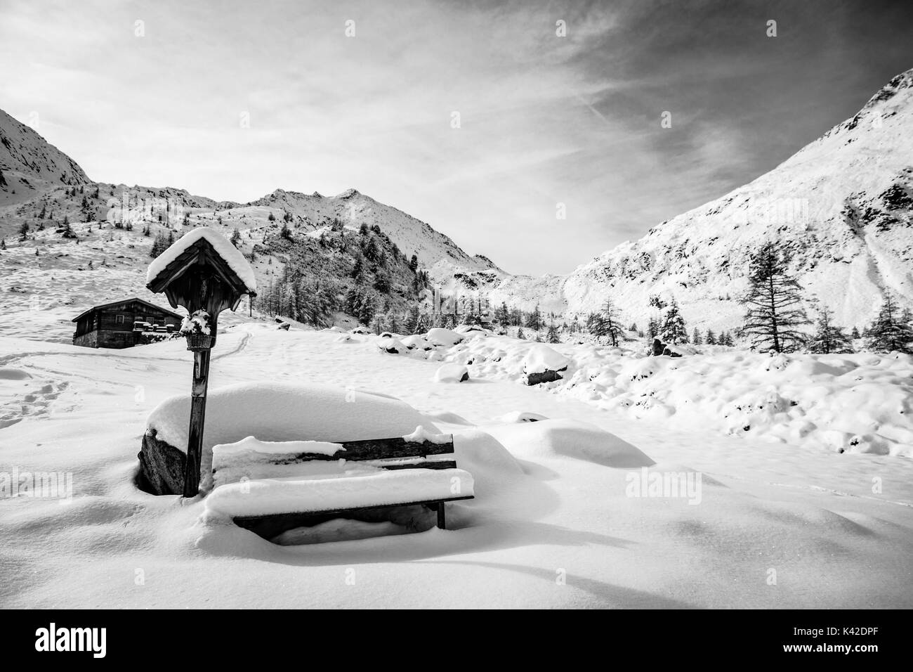 Journée d'hiver dans les Alpes italiennes Banque D'Images