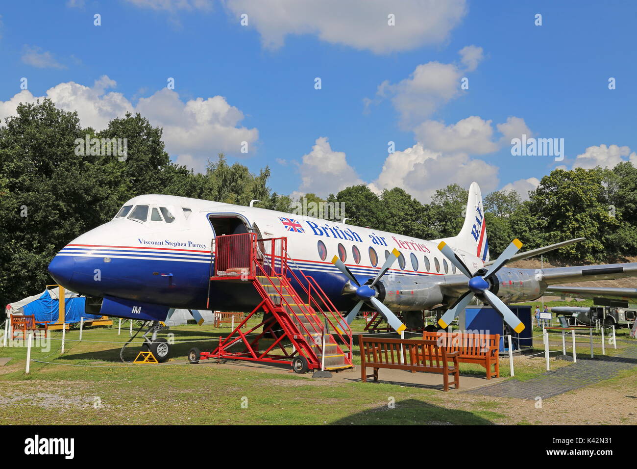 British Air Ferries Vickers 806 Viscount (1958, G-APIM), Brooklands Museum, Weybridge, Surrey, Angleterre, Grande-Bretagne, Royaume-Uni, Royaume-Uni, Europe Banque D'Images