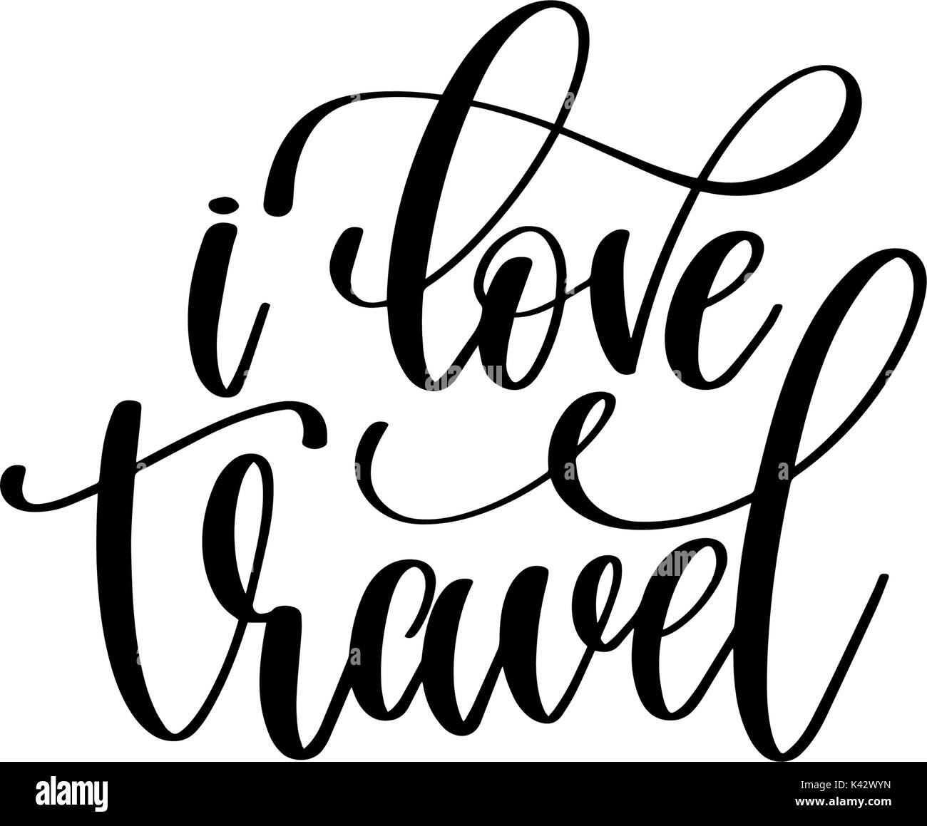 J'aime Voyage - inscription lettrage main Illustration de Vecteur