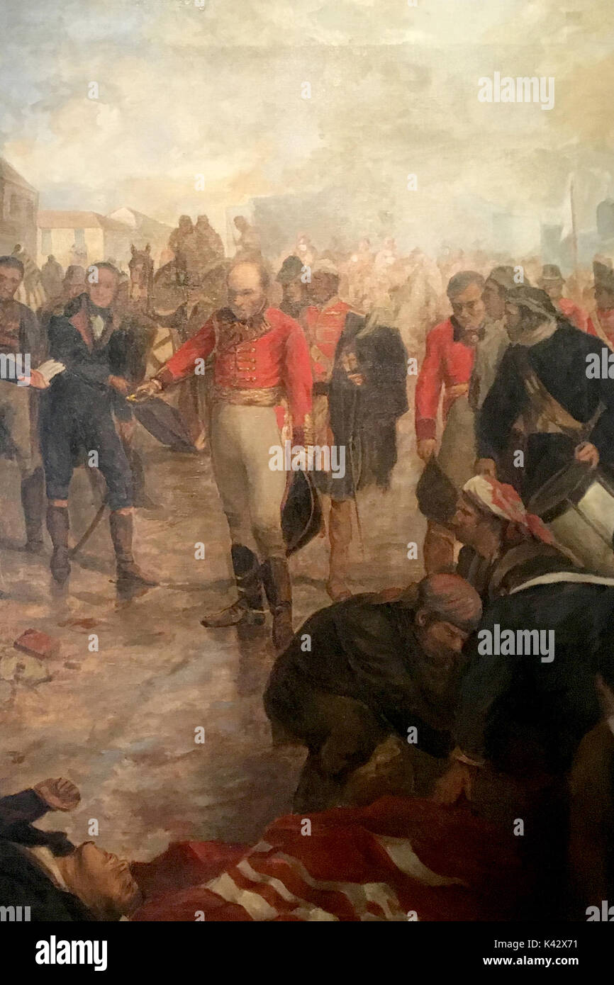 BUENOS AIRES, ARGENTINE - 01 novembre, 2017 : la vieille peinture 'Reconquista de Buenos Aires' en 1806 par Charles Forqueray au Cabildo museum de Buenos Aires, Banque D'Images