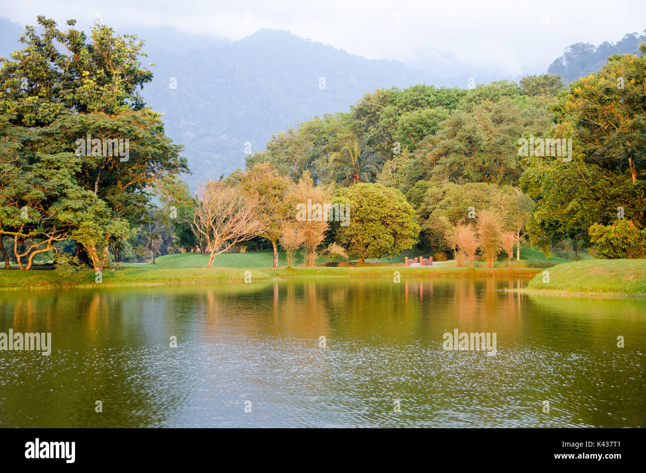 Le lac Taiping Taiping au coucher du soleil, le jardin, la Malaisie - Eaux calmes au lac Taiping Gardens Banque D'Images