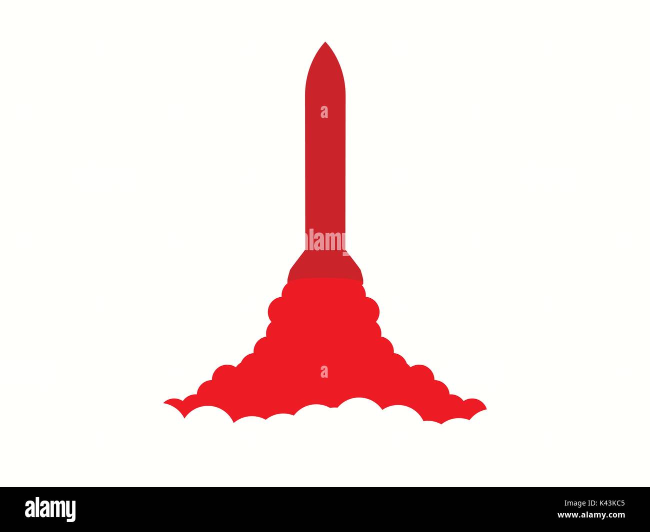 Lancement d'un missile nucléaire. La bombe atomique. Fusée de lancement. Vector illustration Illustration de Vecteur