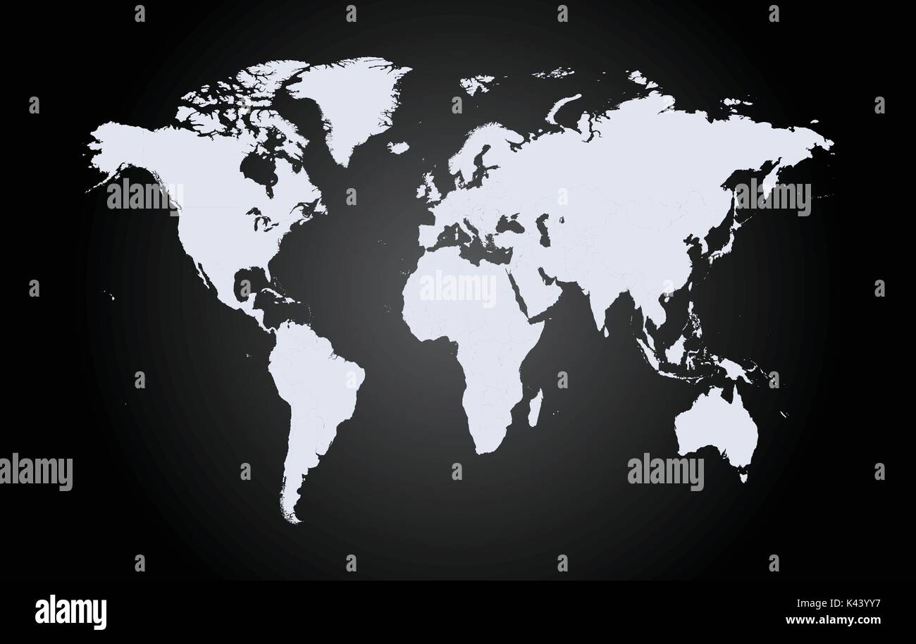 Carte du monde noir et blanc Image Vectorielle Stock - Alamy