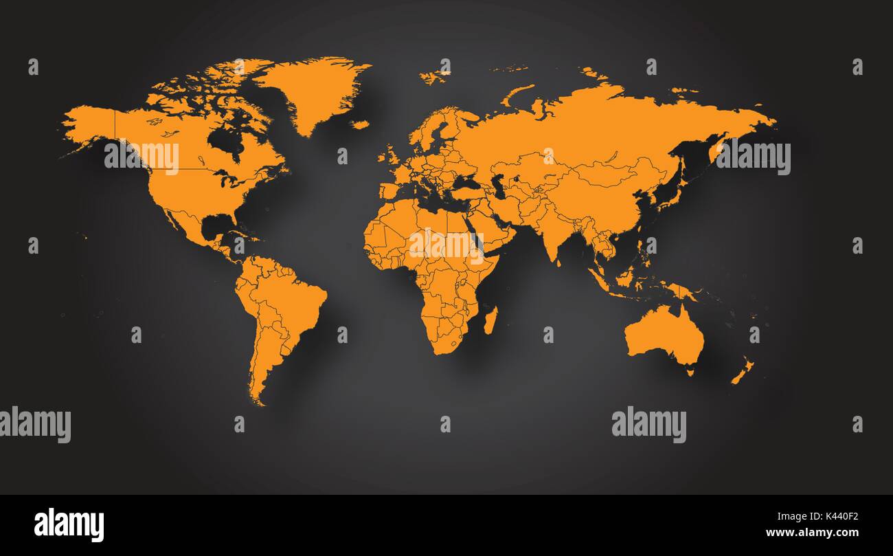 Carte du monde vecteur de couleur orange Illustration de Vecteur