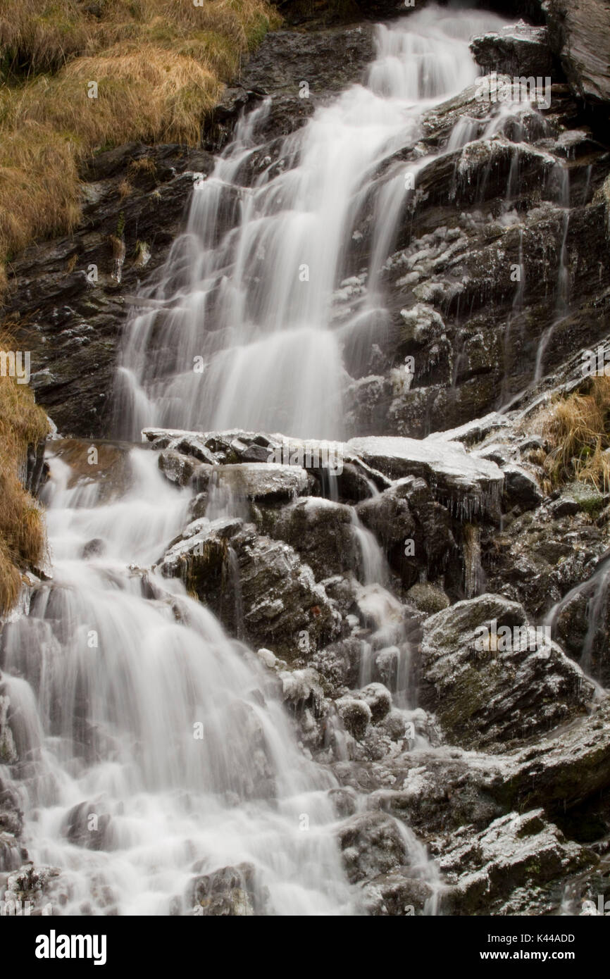 Cascade Lenteney, hiver, vallée d'aoste, derby, la salle, italie Banque D'Images