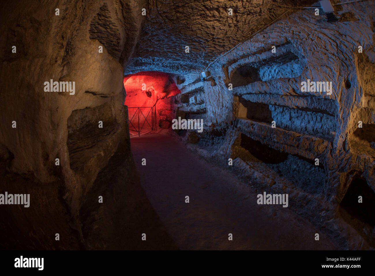L'île de Pianosa, Parc National de l'Archipel Toscan, Toscane, Italie, les grandes et anciennes catacombes souterraines Banque D'Images