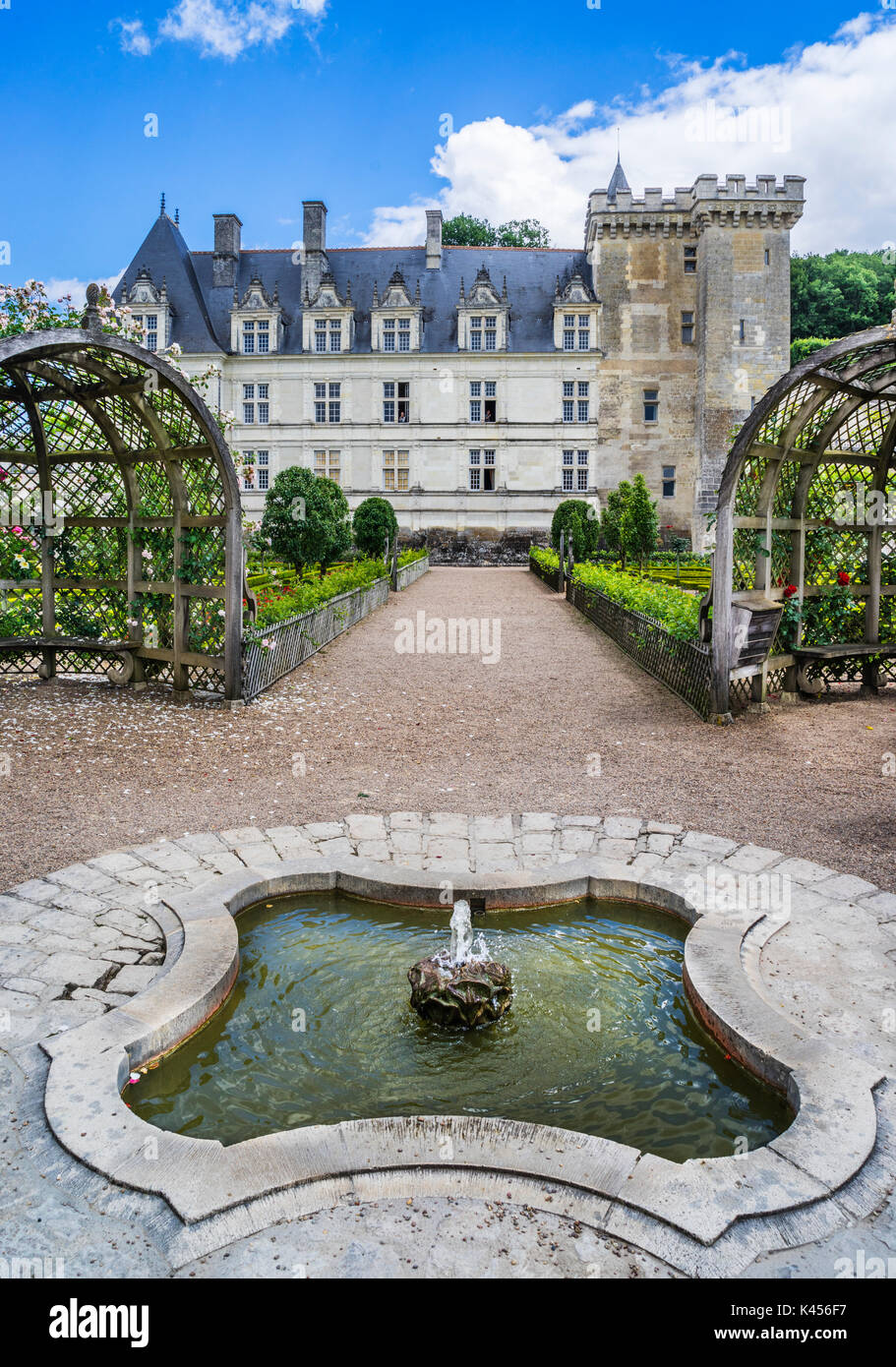 France, Indre-et-Loire, le Château de Villandry, vue de l'octroi country house, connu pour ses jardins Renaissance Banque D'Images