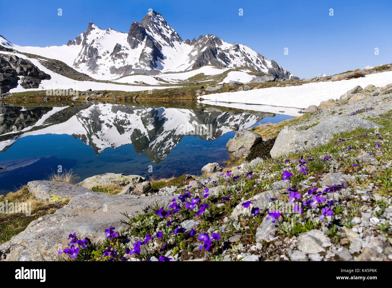 L'Europe, Italie, vallée d'Aoste, Val de La Thuile, Grand Assaly. Lac alpin. Banque D'Images