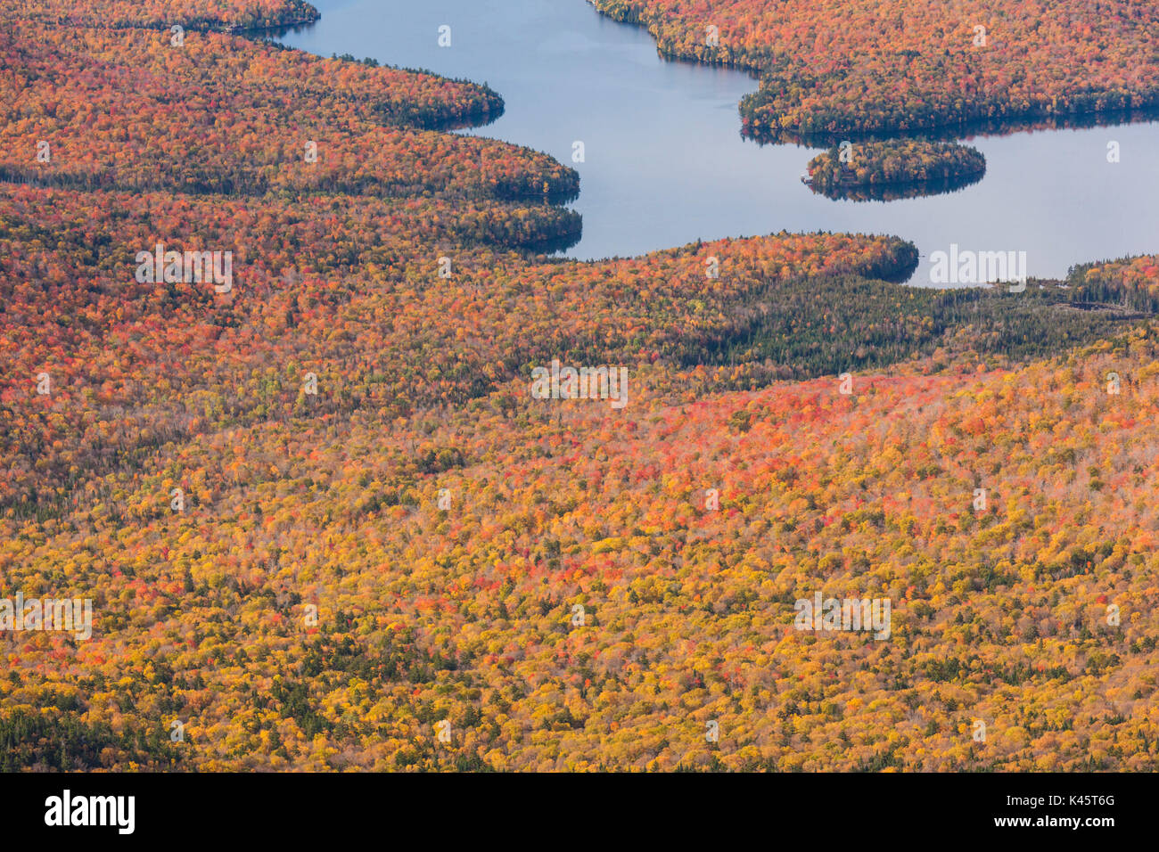 USA, New York, Adirondacks, Wilmington, Whiteface Mountain, vue vers le lac Placid, automne Banque D'Images