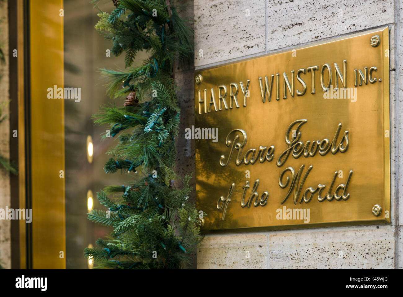 USA, New York, New York City, Mid-Town Manhattan, Harry Winston bijoutiers, sign Banque D'Images