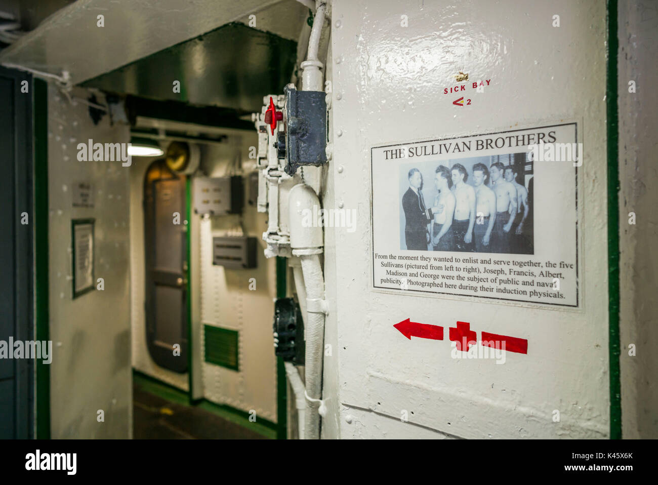 USA, New York, dans l'ouest de New York, Buffalo, Buffalo and Erie Couny Military Park, l'USS Sullivans, WW2 destroyer de la Marine nommé pour 5 frères, soldats perdus dans les Îles Salomon Banque D'Images