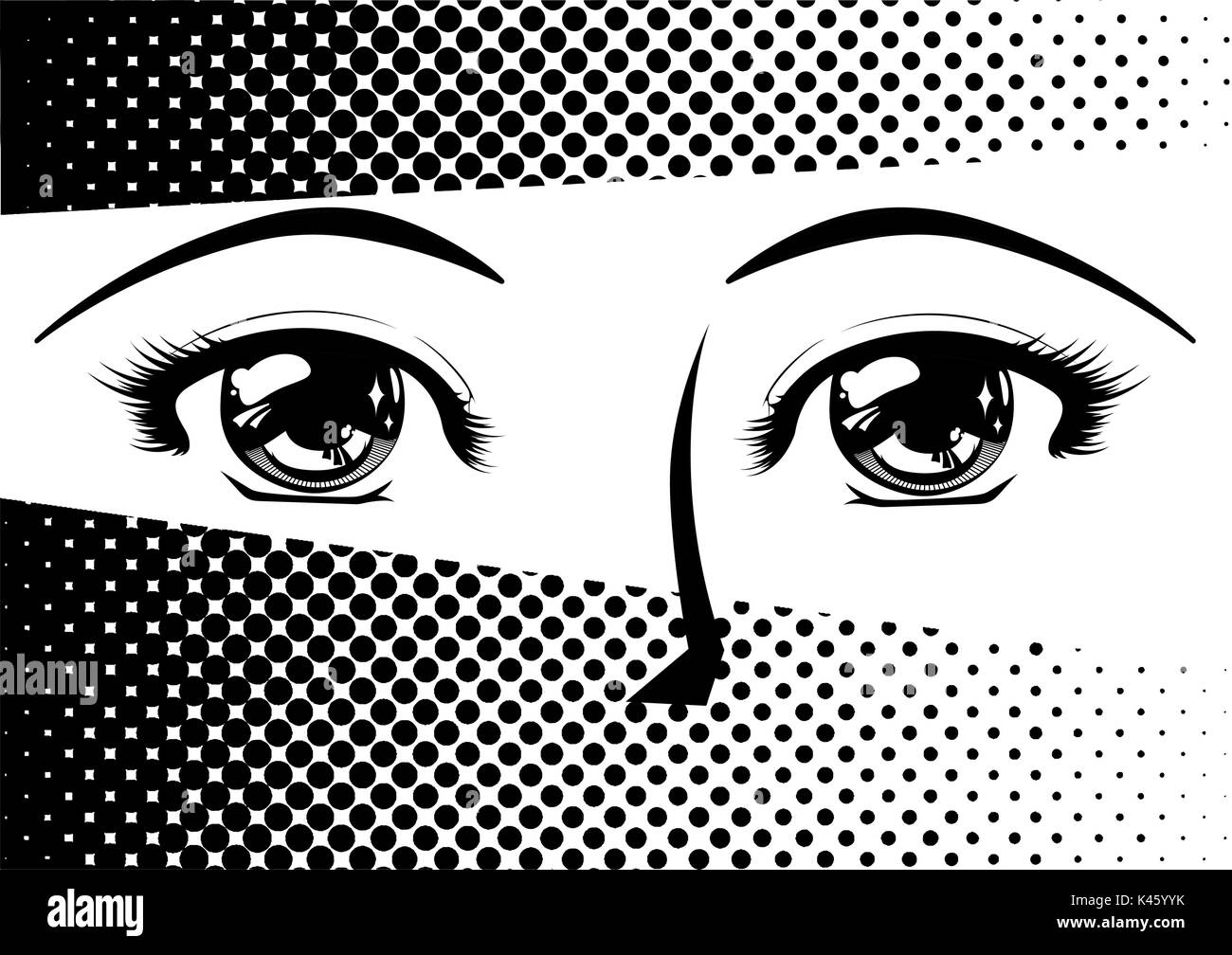 Les yeux dessinés dans un style bande dessinée japonaise. Illustration de Vecteur