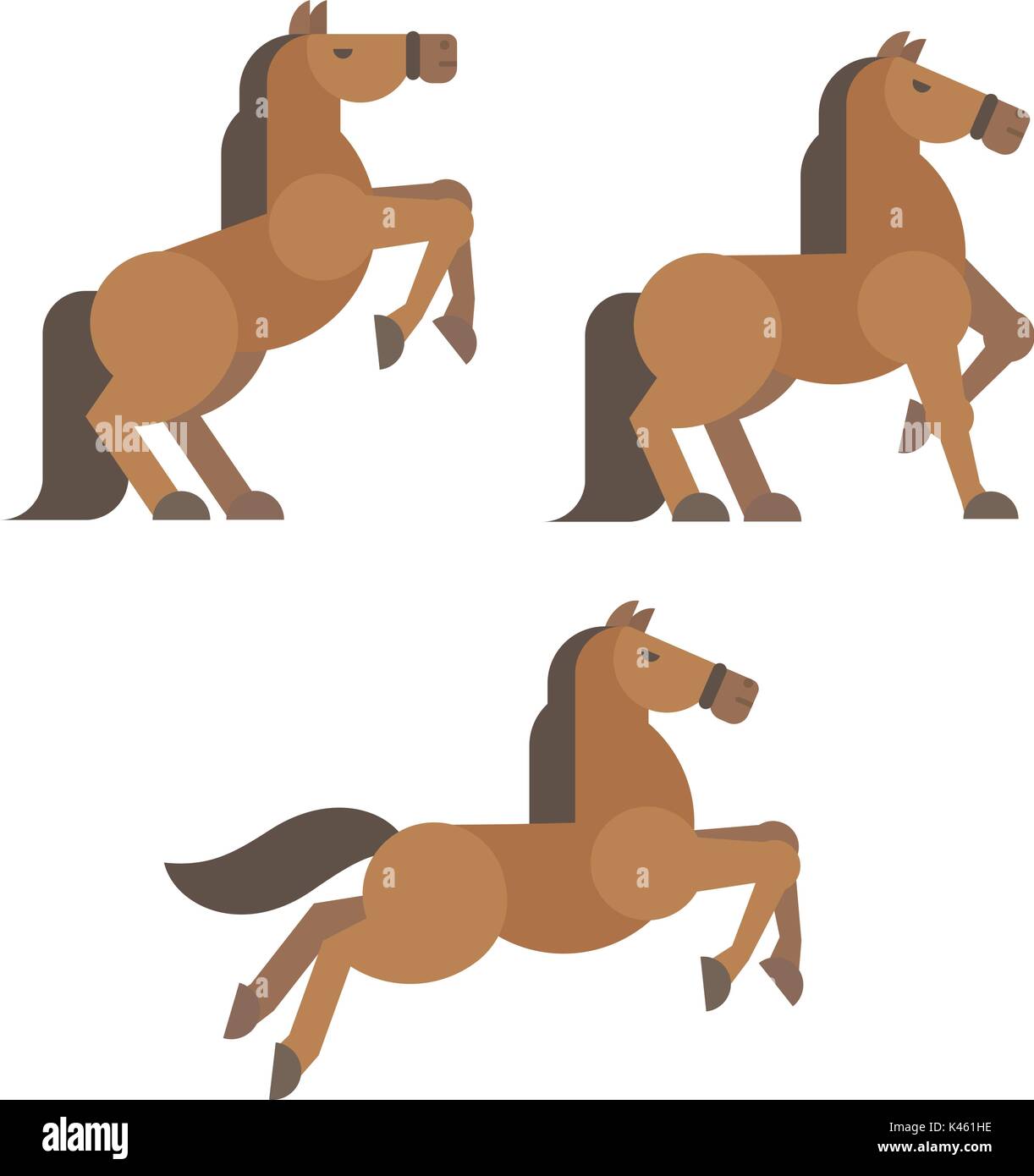 L'illustration présente une télévision. Brown cheval cabré, debout, tournant pose Illustration de Vecteur