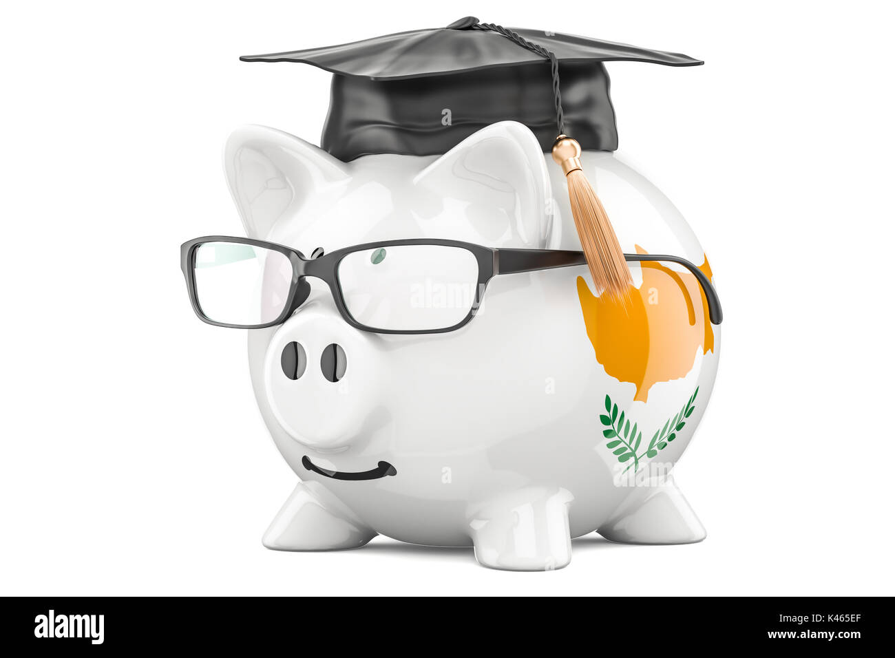 L'épargne pour les études à Chypre, rendu 3D concept isolé sur fond blanc Banque D'Images