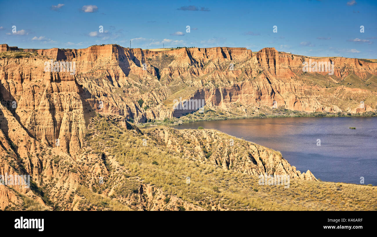 Barrancas de Burujon Burujon (canyons), paysage du gullied.Toledo. Castille-la manche. Espagne Banque D'Images