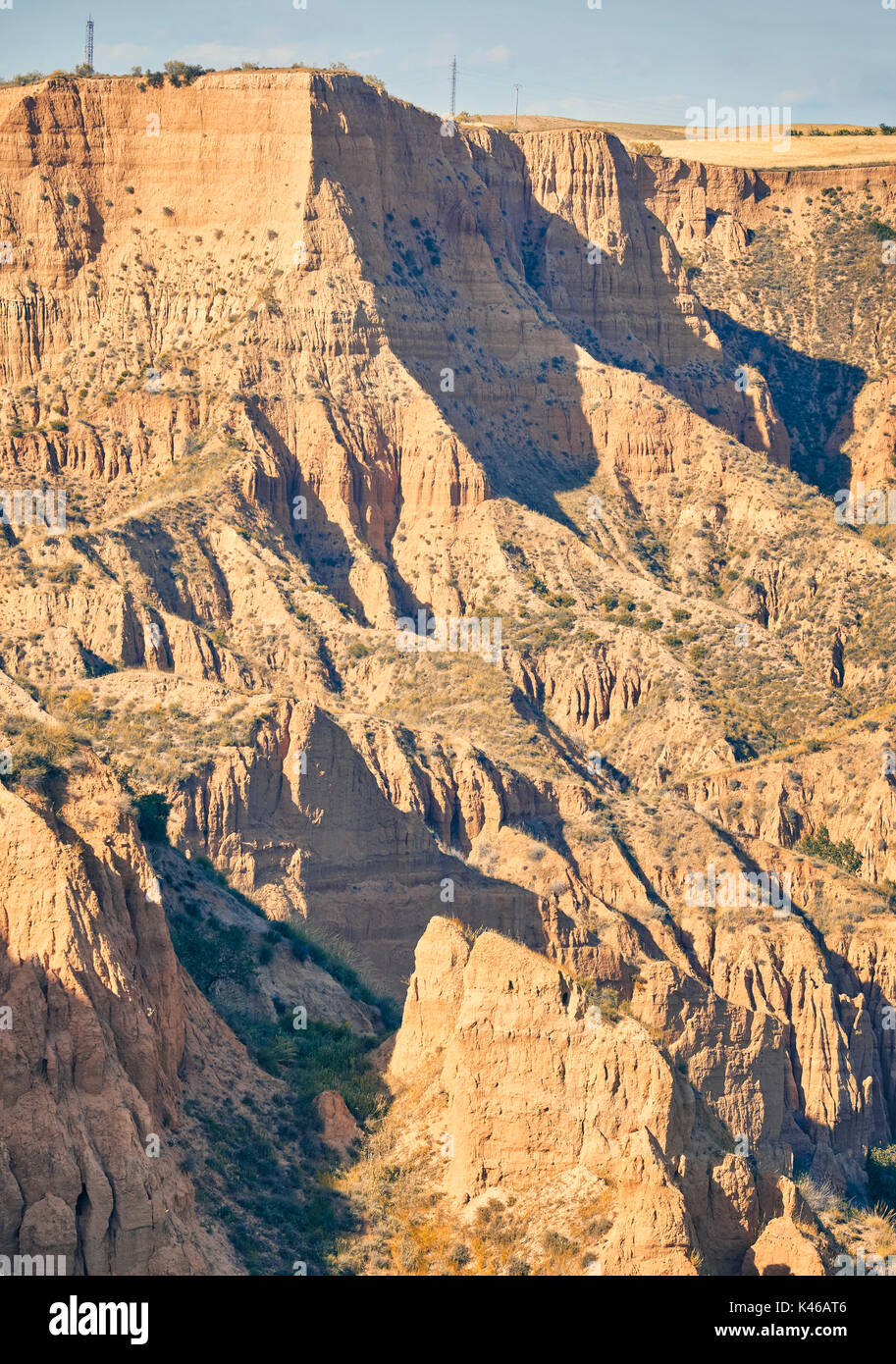 Barrancas de Burujon Burujon (canyons), paysage du gullied.Toledo. Castille-la manche. Espagne Banque D'Images
