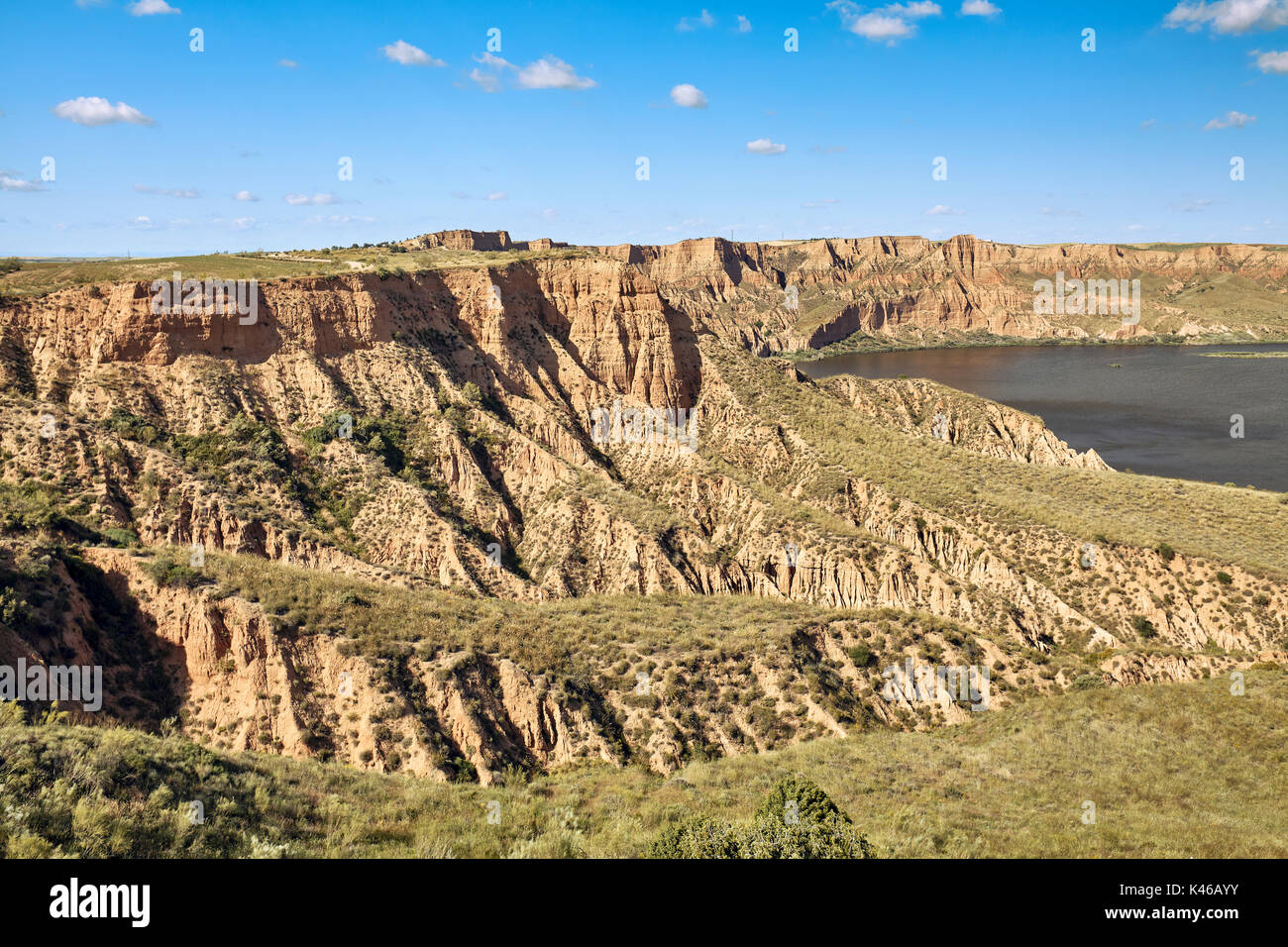 Barrancas de Burujon Burujon (canyons), paysage du gullied.Toledo. Castille-la manche. Espagne Banque D'Images