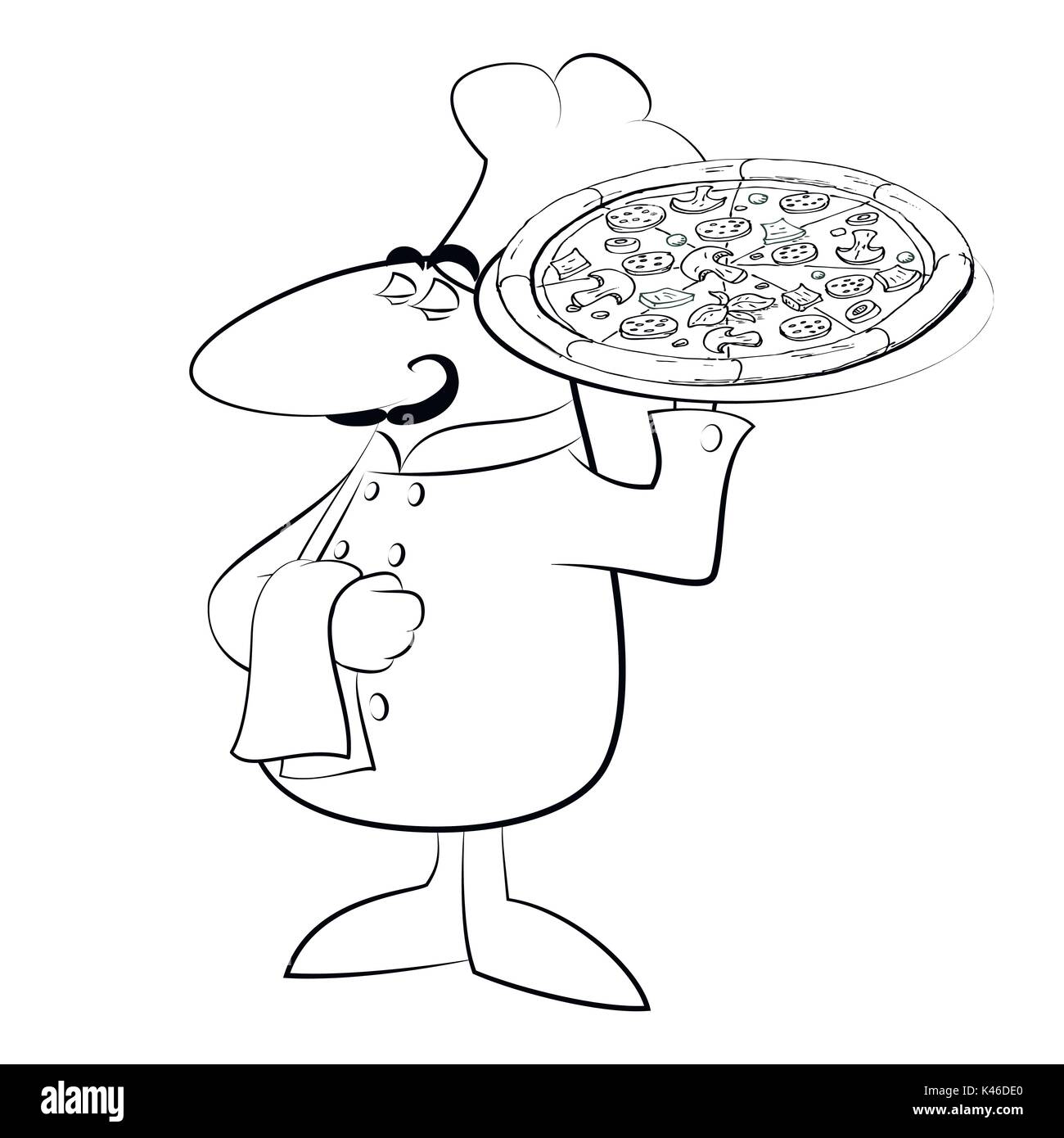 Pizza chef cuisinier drôle Illustration de Vecteur
