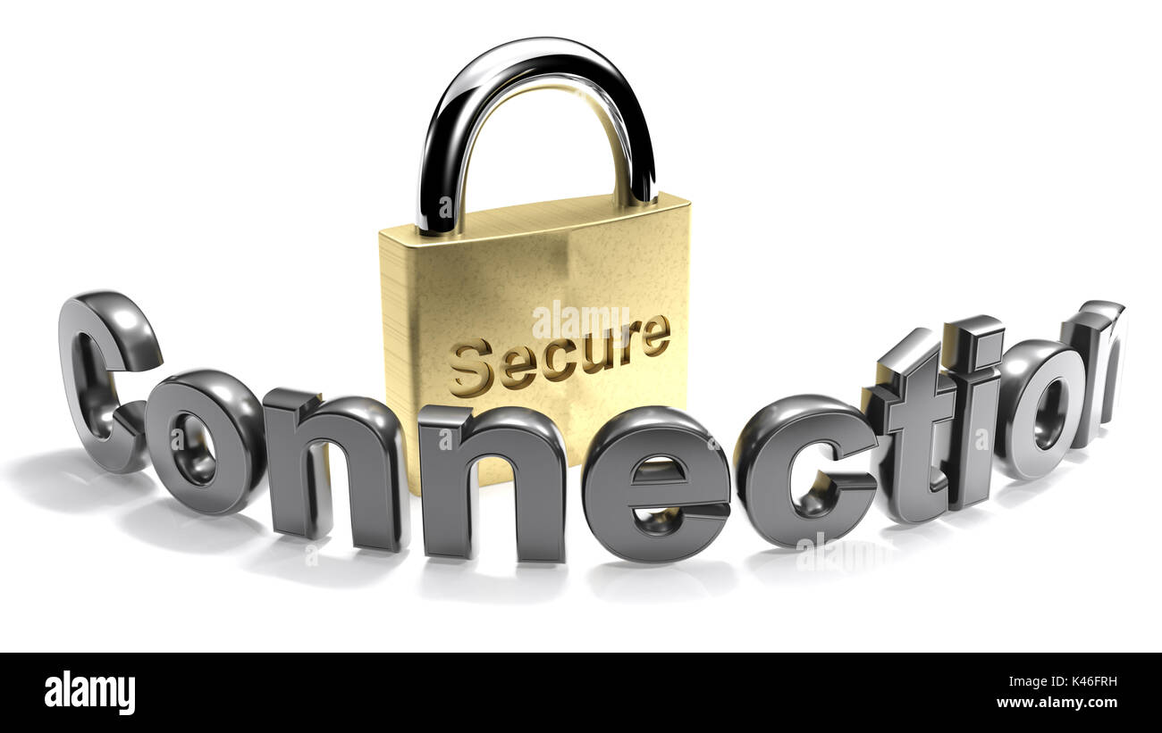 Cadenas pour fermer la connexion sécurisée - 3D Rendering Banque D'Images