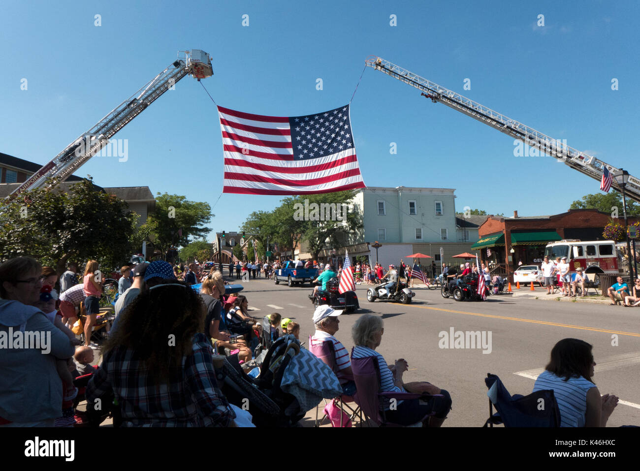 Célébration de la journée de l'indépendance en fairport ny usa. Banque D'Images