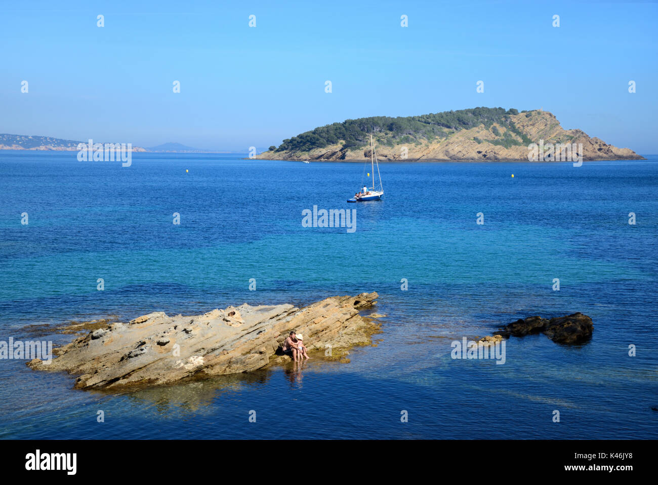 Île verte, ou Île verte, de Mugel Beach la Ciotat Provence France Banque D'Images