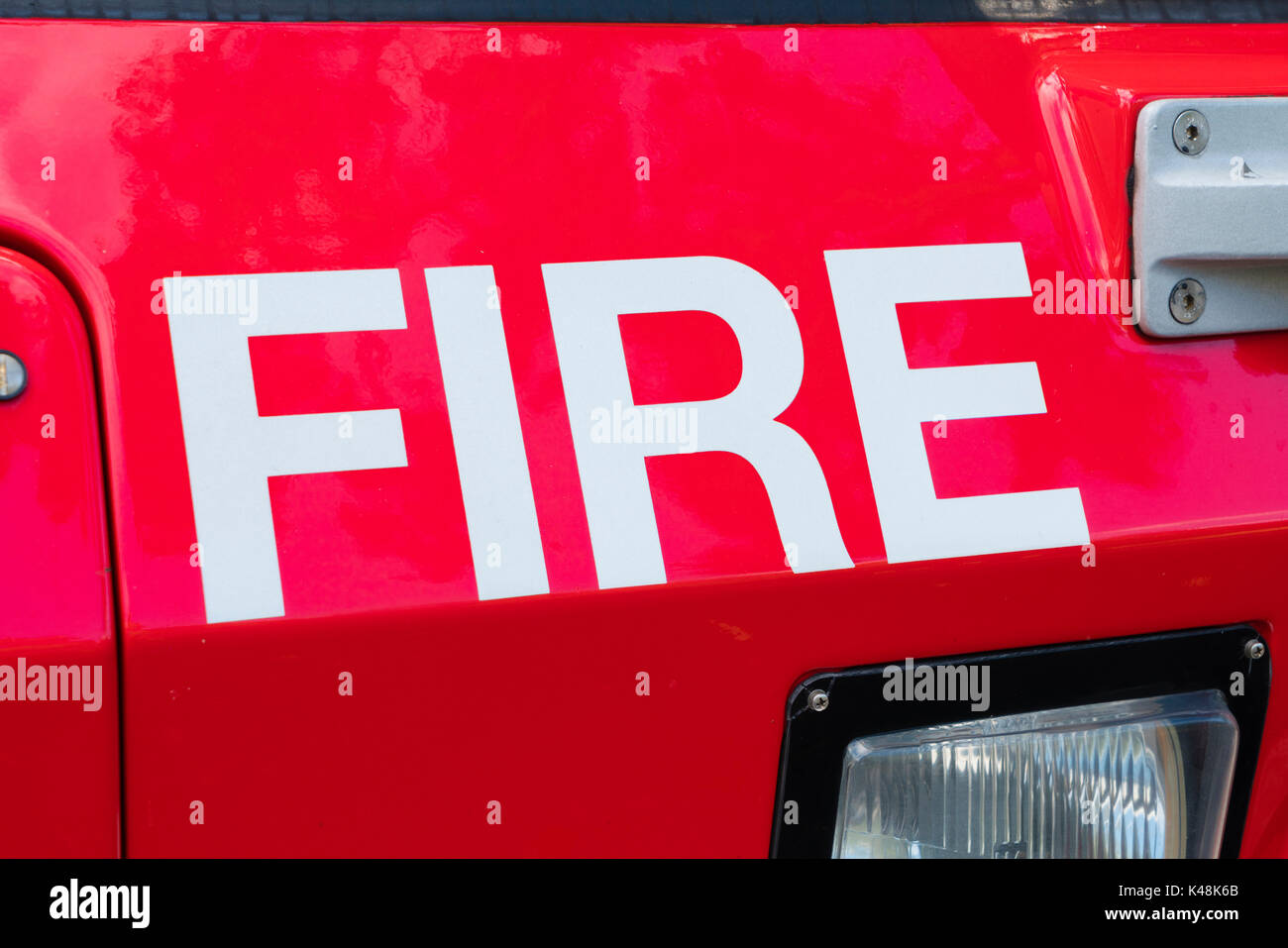 Sydney, Australie - 11 mai 2017 : le mot feu sur une brigade de pompiers Banque D'Images