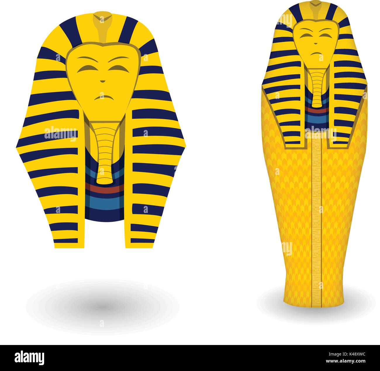 Le pharaon cercueil et masque sur blanc, vector design Illustration de Vecteur