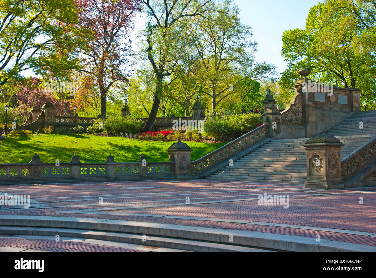 Vue sur terrasse escaliers Bethesda dans Central Park, New York Banque D'Images