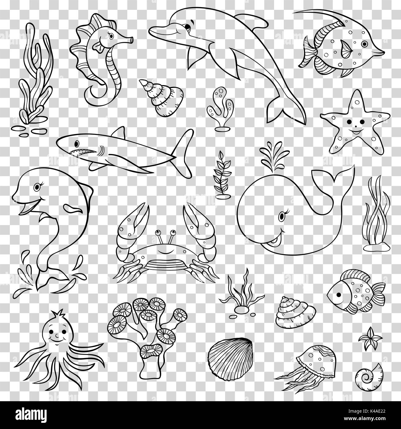Les animaux de l'océan mignon Illustration de Vecteur