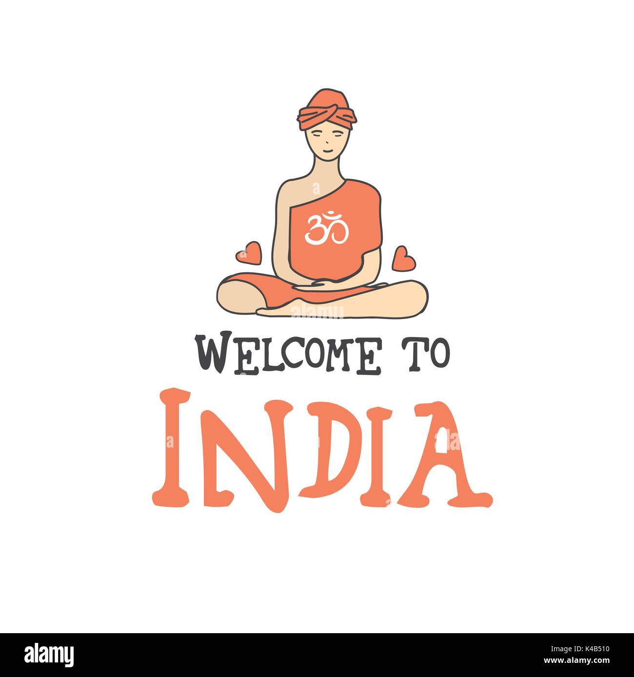 Bienvenue en Inde, symbole Bouddha .vector illustration Illustration de Vecteur