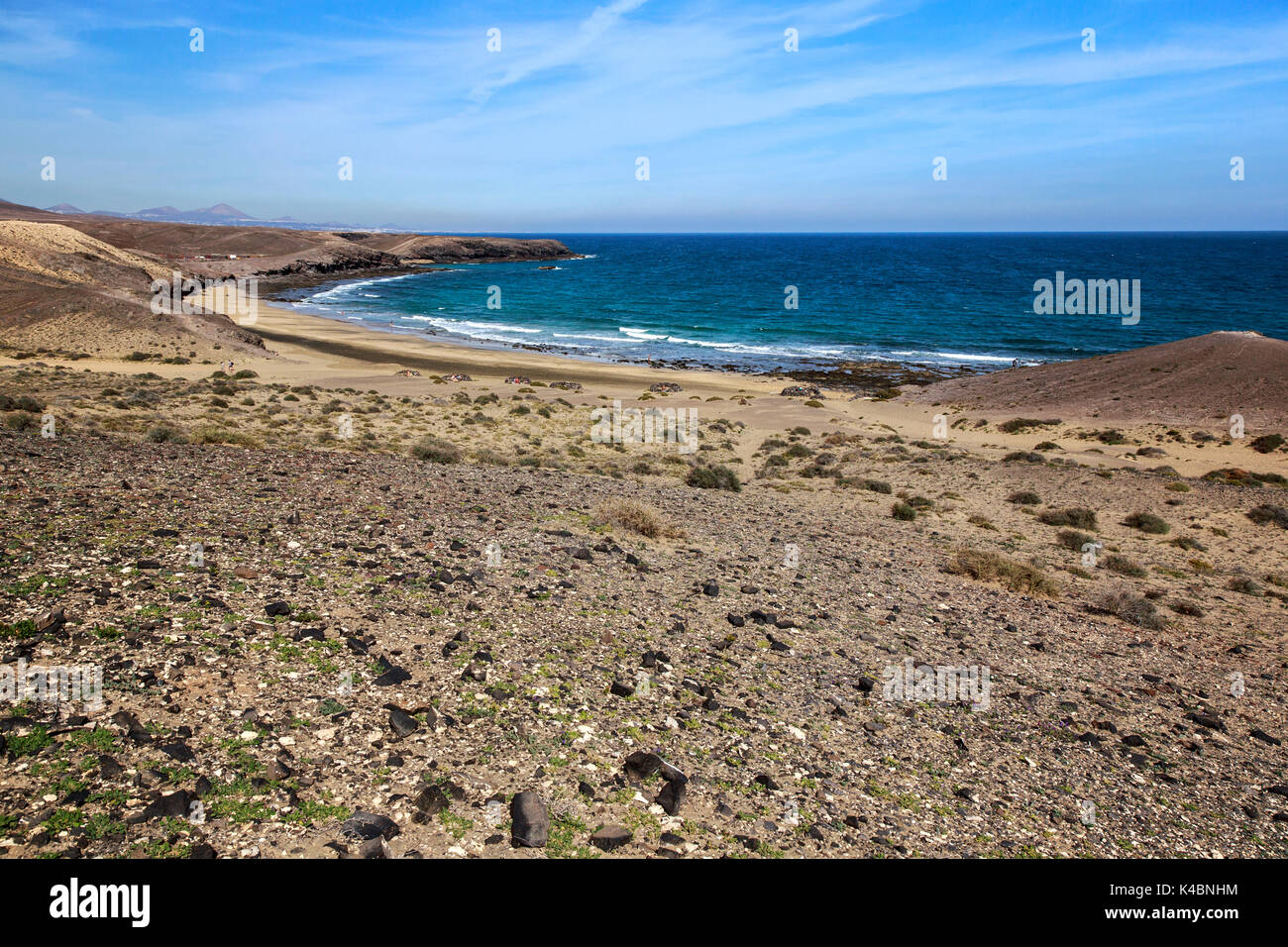 Côte Rocheuse à Punta Del Papagayo près de Playa Blanca, Lanzarote, Canary Islands, Spain, Europe Banque D'Images